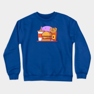 Burger, French fries And Soft Drink Cartoon Vector Icon Illustration Crewneck Sweatshirt